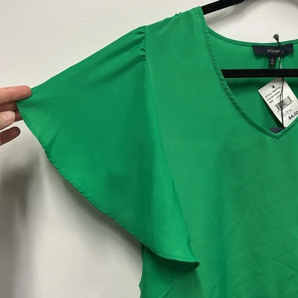 New eclair ruffle sleeve green blouse L - Picture 3 of 5
